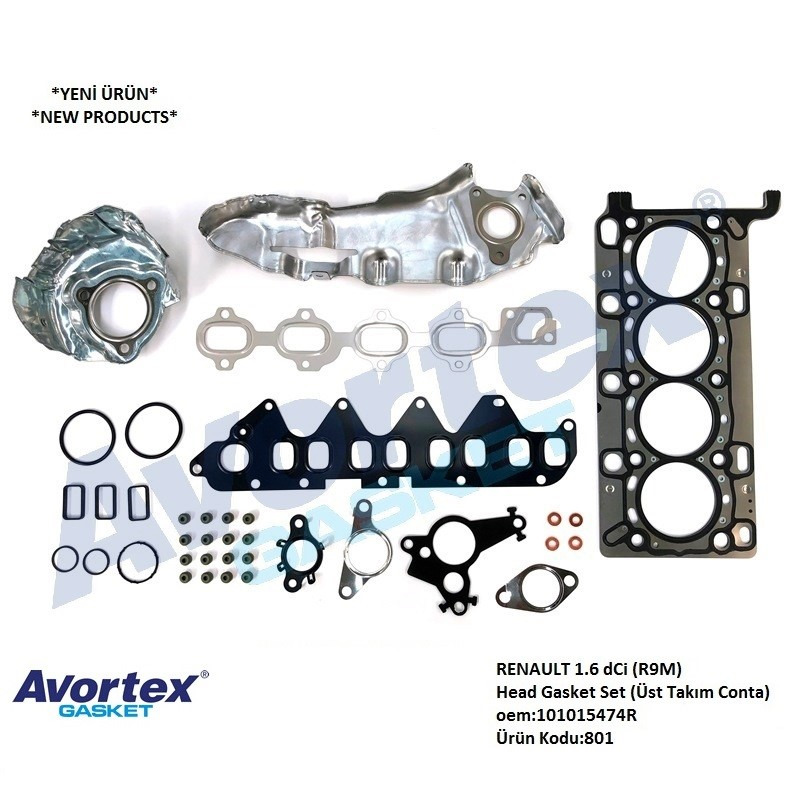 SKCLİ ÜST TAKIM CONTA 801 1.6DCİ R9M MEGANE-3/4 FLUENCE KADJAR TALISMAN TRAFIC-3 | 101015474R