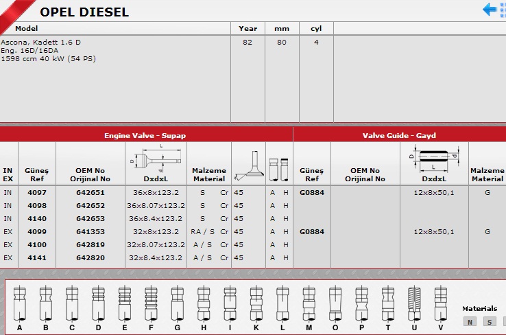 SİBOP TAKIMI 4097 4099 IN 4 EX 4 ASCONA D 1.6 STD KADET | 90169309
