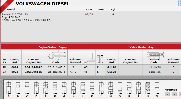 SİBOP GAYDI G1128 PASSAT 2.0 TDI 16V IN 8 EX 8 | 