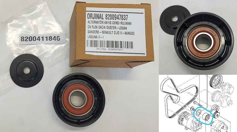 ALTERNATÖR GERGİ RULMANI 8200947837 DUSTER LOGAN SANDERO CLIO II KANGO LAGUNA | 8200947837