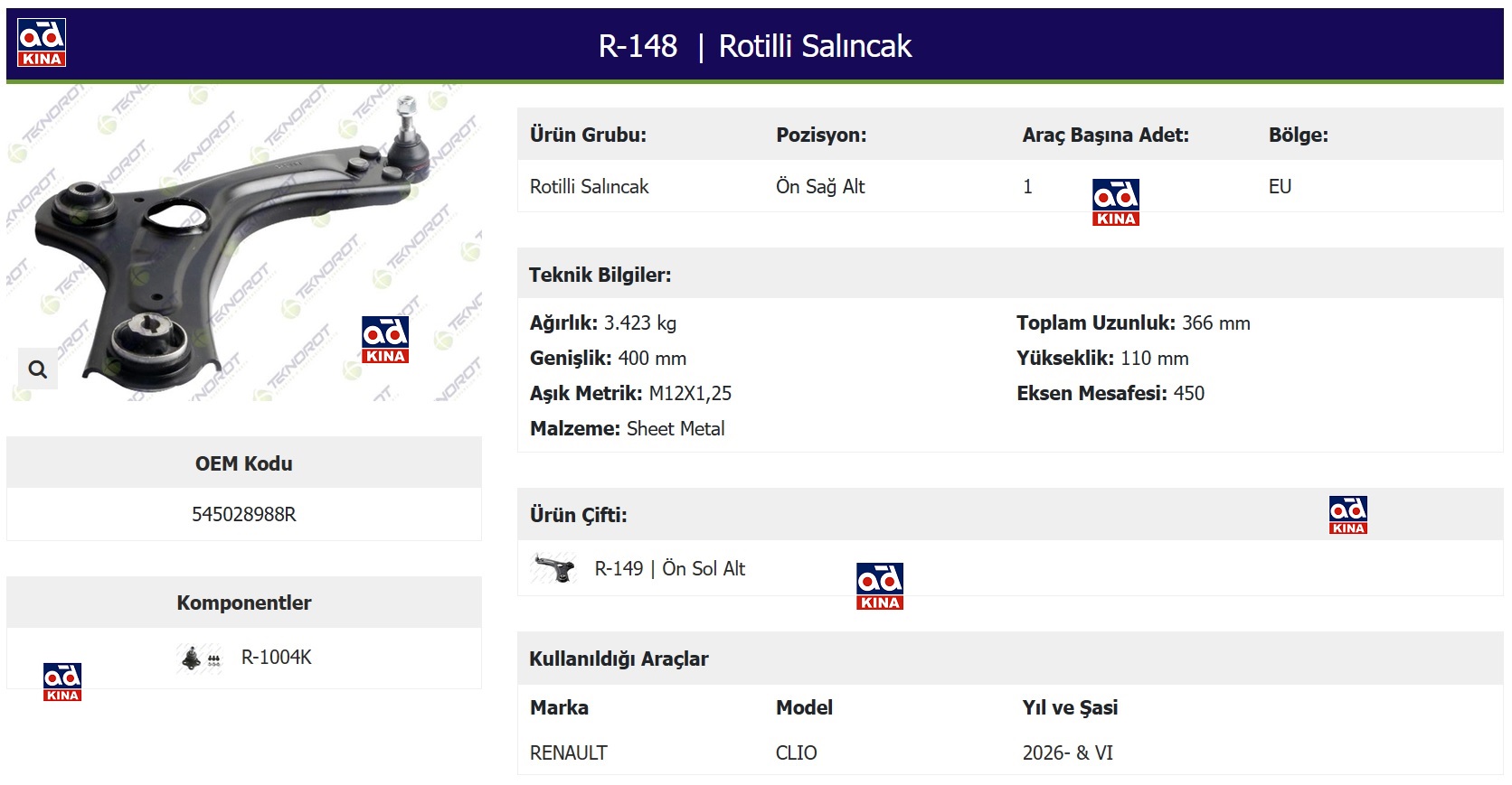 SALINCAK R148 CLIO-VI (2025->) | 545028988R