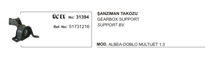 MOTOR TAKOZU 31394 PALIO SIENA ALBEA MULTIJET 1.3 51731216 | 51731216